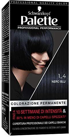 Schwarzkopf , Palette Colorazione Permanente, Tinta per Capelli, Crema Colorante Professionale, Copertura dei Capelli Bianchi, Sistema Anti-danni, Tonalità 1-4 Nero Blu