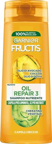 Garnier Fructis Shampoo Nutriente, Per Capelli Secchi, Nutrizione Profonda, Capelli Effetto Seta, Con Olio di Cocco, Oil Repair 3, 250 ml