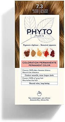 Phyto Color Kit 7.3 Biondo Dorato Colorazione Permanente senza Ammoniaca, 100% Copertura Capelli Bianchi