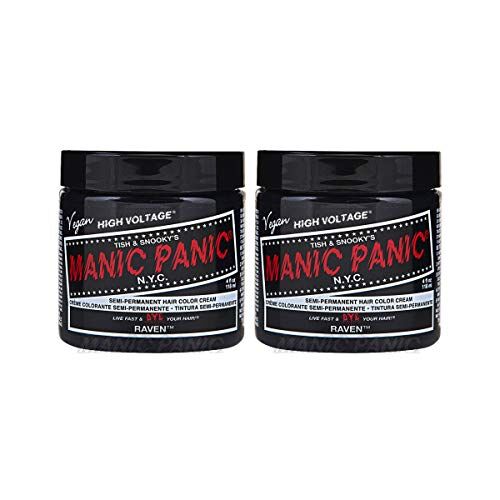 MANIC PANIC Raven Classic Creme, Vegan, Cruelty Free, Black Semi Permanent Hair Dye 2 x 118ml
