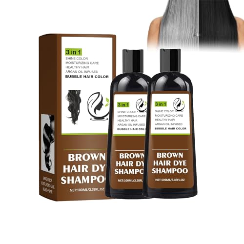 Generic Fardu Shampoo Tintura Capelli Neri, Fardu Bolla Colore Capelli, Uomini 3 in 1 Barba Nera Semplice Colore Capelli Tintura Shampoo， Crema Tintura Capelli Bolla Pianta (marrone)