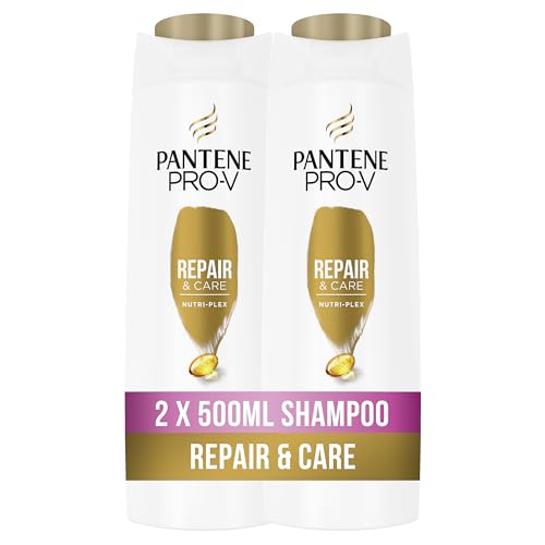 Pantene Pro-V Repair & Care Shampoo Duo Pack, Formula Pro-V con lipidi tonificanti e antiossidanti protettivi, per capelli danneggiati, 2 x 500 ml