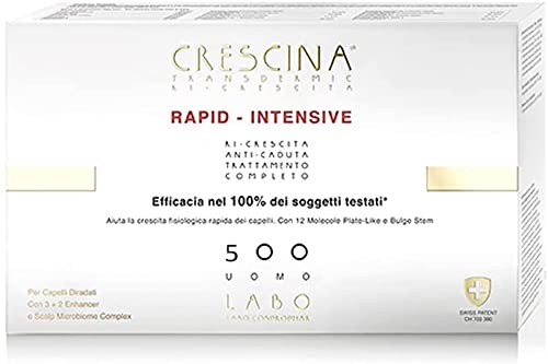 CRESCINA LABO  Transdermic RAPID-INTENSIVE Doppio Trattamento Anticaduta e Ricrescita 500 Uomo 10+10 Fiale