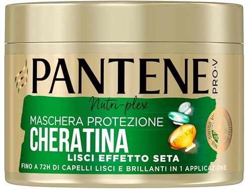 Pantene Pro-V Maschera capelli, Lisci Effetto Seta Protezione Cheratina, fino a 72h di capelli lisci e brillanti in 1 unica applicazione, 500ml