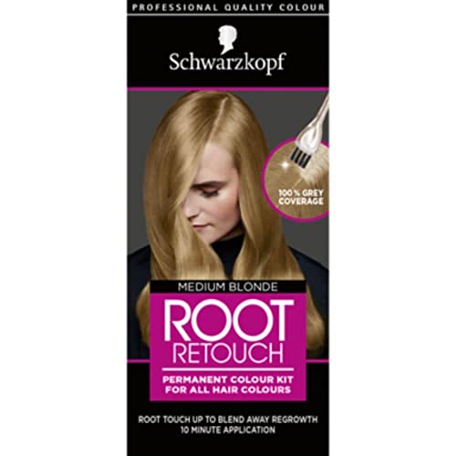 Schwarzkopf Root Retouch Correttore permanente per radici, colore biondo ideale per toccare la ricrescita delle radici grigie, senza ammoniaca, biondo medio