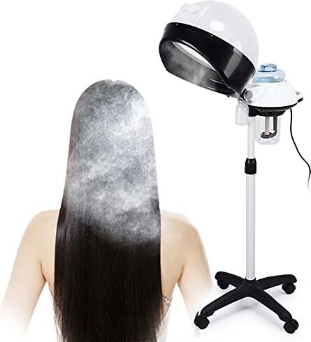 JULYKAI Vaporizzatore per capelli naturali, Salon Spa Vaporizzatore per capelli Supporto per il rotolamento con cappuccio Colorazione per capelli Perming Conditioning Steamer Parrucchiere (Unione Europea)