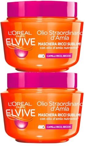 L'Oreal L'Oréal Paris Elvive Olio Straordinario d'Amla Maschera Ricci Sublimi Nutriente per Capelli Secchi Texture Cremosa 2 Barattoli 300ml