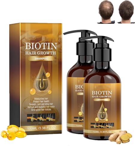 Generic 2 x Shampoo Biotina per la crescita dei capelli, Shampoo per capelli Biotina, Biotina, Siero per la crescita dei capelli alla biotina, Shampoo nutriente per il cuoio capelluto