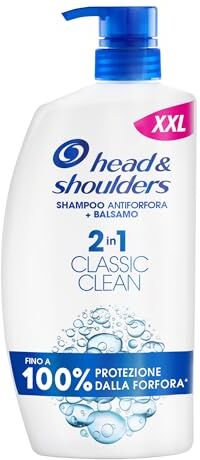 Head & Shoulders Classic Clean Shampoo e Balsamo Antiforfora 2 in 1, 1000ml con Dosatore. Fino al 100% Protezione dalla Forfora. Clinicamente Testato. Tutti i Tipi di Cute e Capelli. Uso Quotidiano