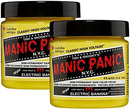 MANIC PANIC Electric Banana Classic Creme, Vegan, Cruelty Free, Yellow Semi Permanent Hair Dye 2 x 118ml