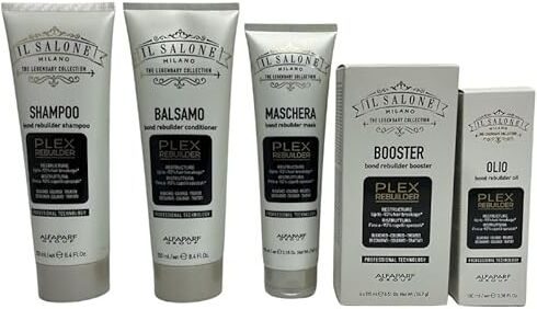 Generic PROMO Kit ristrutturante capelli Plex Rebuider Il Salone Milano Alfaparf composto da maschera 150ml, balsamo 250ml, shyamppo 250ml, olio 100ml, booster 4x15ml.