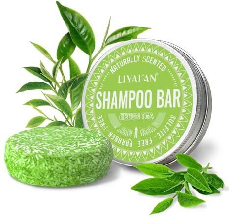 Aoomud Confezione Da 2 Shampoo Solido Per Capelli, Sapone Solido Fatto A Mano Con Prodotti Organici Naturali Puri Senza Additivi (Tè verde)