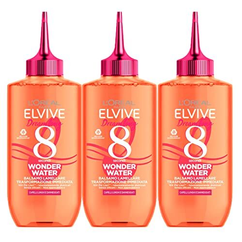 L'Oreal 3x L'Oréal Paris Elvive Dream Long Wonder Water Balsamo Liquido Lamellare per Capelli Lunghi e Lisci 3 Flaconi da 200ml ognuno