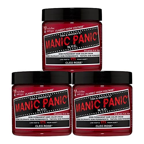 MANIC PANIC Cleo Rose Classic Creme, Vegan, Cruelty Free, Red Semi Permanent Hair Dye 3 x 118ml