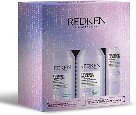 Redken Blondage High Bright Kit Pre-Treatment + Shampoo + Conditioner per capelli biondi spenti