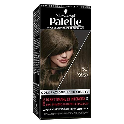 Schwarzkopf , Palette Colorazione Permanente, Tinta per Capelli, Crema Colorante Professionale, Copertura dei Capelli Bianchi, Sistema Anti-danni, Tonalità 5-1 Castano Chiaro