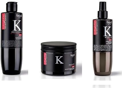 Generico KIT RISTRUTTURANTE ALLA CHERATINA FAIPA KERATIN SYSTEM Shampoo Maschera e Spray capelli secchi e danneggiati senza risciacquo