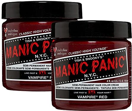 MANIC PANIC Vampire Red Classic Creme, Vegan, Cruelty Free, Semi Permanent Hair Dye 2 x 118ml