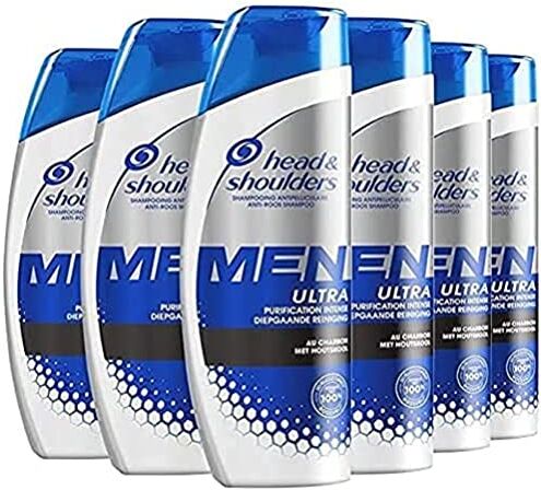 Head & Shoulders , Men Ultra Purificazione Intensa Shampoo Uomo Antiforfora, Carbonio, Per Capelli e Pelle Capelu Purificati In Profondità, Confezione da 6 x 250 ml