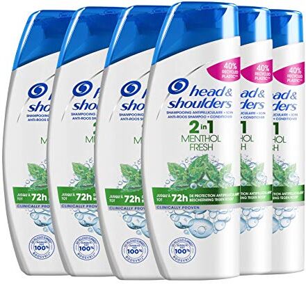 Head , Menthol Fresh 2 in 1 Shampoo e Balsamo Antiforfora, Pulisce profondamente i capelli e la pelle Chevelu, Formula 2 in 1, Set di 6 x 270 ml