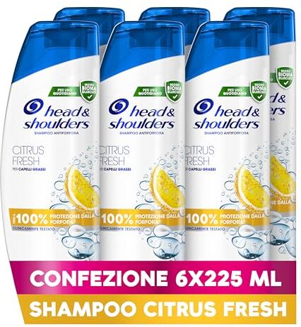 Head shampoo antiforfora Citrus Fresh, per capelli grassi, fine pelle, bianco, blu, 1350ml (confezione da 6)