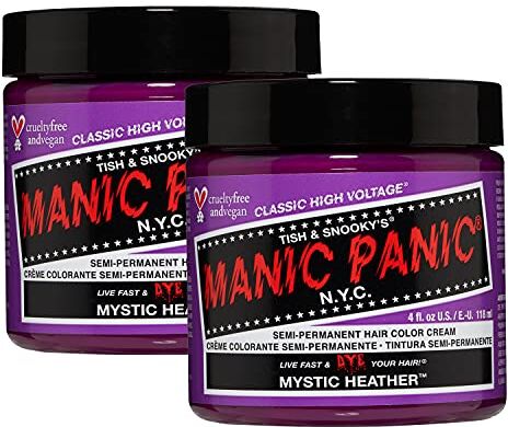 MANIC PANIC Mystic Heather Classic Creme, Vegan, Cruelty Free, Purple Semi Permanent Hair Dye 2 x 118ml