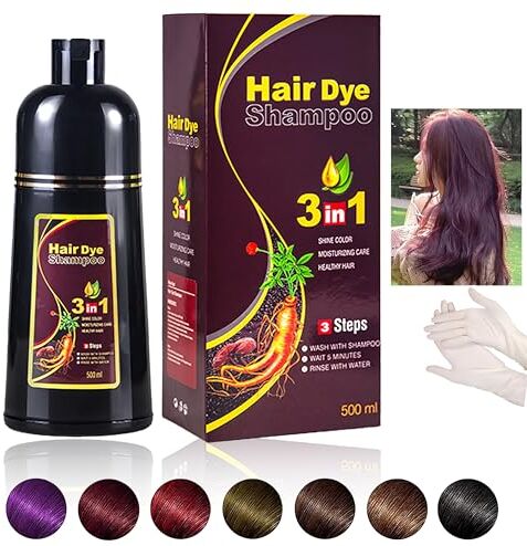 Generico Colore Viola Instant Hair Color Shampoo, 500ML, Capelli a Base Vegetale 3 in 1, Shampoo per Tinture per Capelli Multicolori a Base di Erbe Naturali Organiche