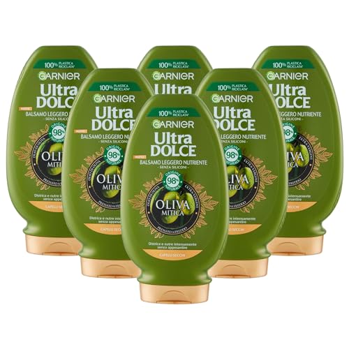 Generic Balsamo Ultra Dolce, Leggero Nutriente, Per Capelli Secchi, Districa e Nutre Intensamente Senza Appesantire, Senza Siliconi, 98% Di Origine Naturale, Oliva Mitica 200ml (6 Unità)