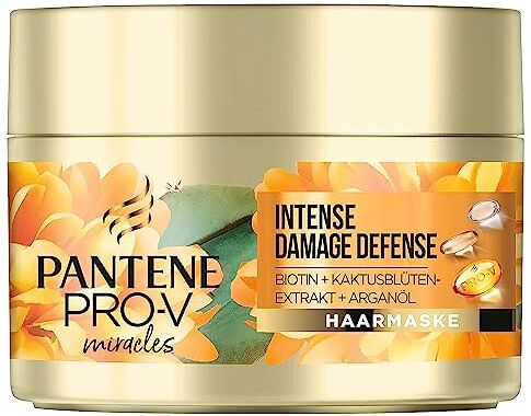 Pantene Pro-V Miracles Intense Damage Defense Maschera per capelli con biotina, estratto di cactus e olio di argan, 160 ml