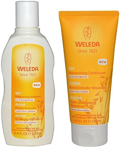 All Natural Organic Replenishing Oatmeal Shampoo and Conditioner Bundle For Dry or Damaged Hair With Jojoba and Sage Leaves For Men or Women, 6.4 fl. oz. each by Weleda