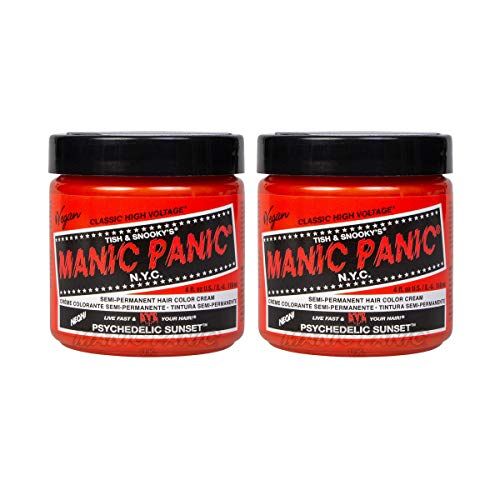 MANIC PANIC Psychedelic Sunset Classic Creme, Vegan, Cruelty Free, Orange Semi Permanent Hair Dye 2 x 118ml