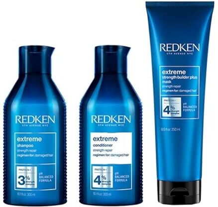 Redken Extreme Shampoo 300 ml, Balsamo 300 ml & Forza Builder Plus Maschera 250 ml