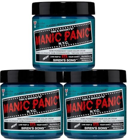 MANIC PANIC Siren's Song Classic Creme, Vegan, Cruelty Free, Green Semi Permanent Hair Dye 3 x 118ml