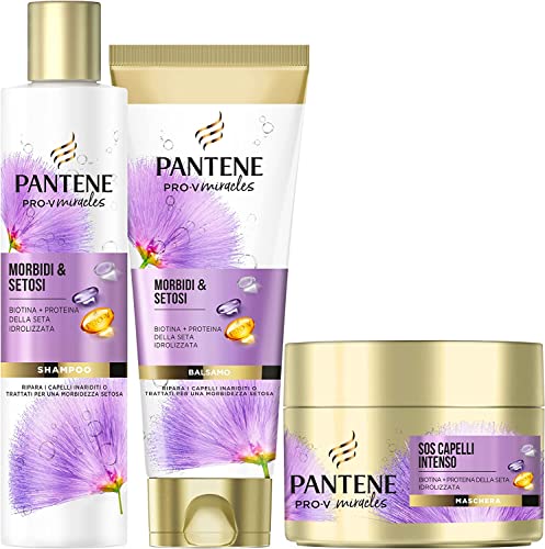 Pantene Pro-V Balsamo per Capelli Secchi + Shampoo Nutriente con Biotina, Mèches SOS Intenso, Trattamento con Proteine