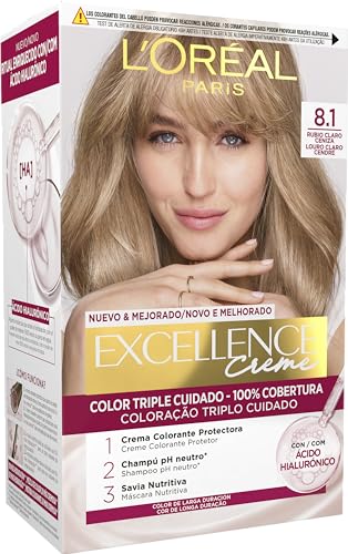 L'Oreal Tintura per Capelli, Excellence Creme, 200 gr, 8.1 Rubio Claro Ceniza