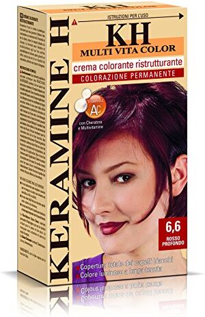 Keramine H Crema Colorante Ristrutturante, Rosso Profondo 110 ml