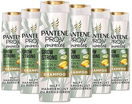 Pantene Pro-V Miracles Grow Strong Shampoo con Biotina e Bambù, Confezione da 6 (6 x 250 ml), Bellezza, Perdita di Capelli, Cura dei Capelli, Shampoo per Donna