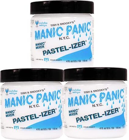 MANIC PANIC Pastel-Izer/Mixer Creme Vegan, Cruelty Free, Semi Permanent Hair Pasteliser, Achieve a Lighter Colour, 3 x 118ml