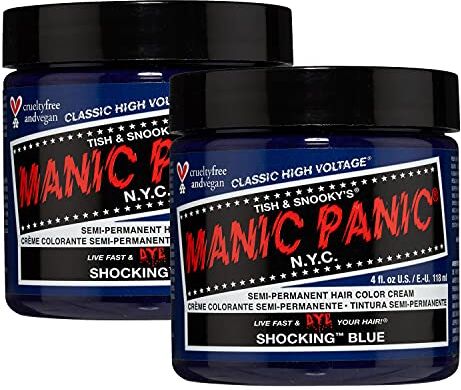 MANIC PANIC Shocking Blue Classic Creme, Vegan, Cruelty Free, Semi Permanent Hair Dye 2 x 118ml