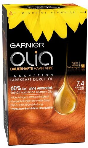 Garnier , tinta per capelli Olia 7.4, di colore rame intenso, confezione singola [etichetta in lingua italiana non garantita]