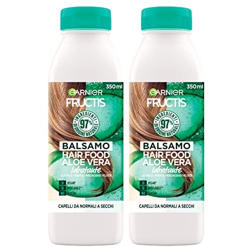 Garnier Fructis Balsamo Hair Food Aloe Vera Azione Idratante per Capelli da Normali a Secchi Formula Districante e Vegana con Ingredienti 97% di Origine Naturale 2 Flaconi da 350ml