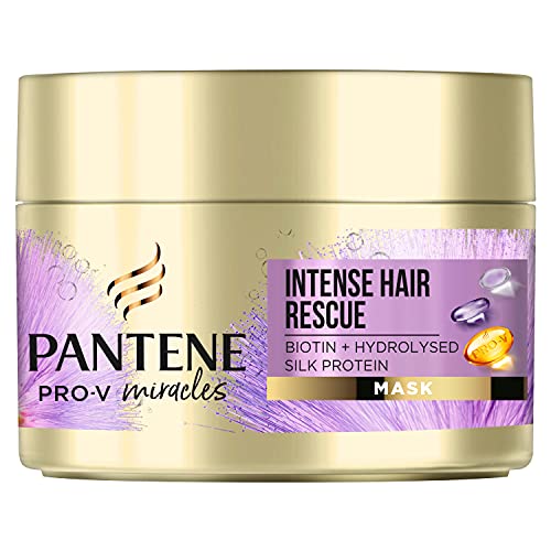 Pantene Maschera per capelli intensi alla cheratina con biotina e proteine della seta, per capelli biondi, over-processati, danneggiati, trattamento per capelli secchi e danneggiati, 160 ml