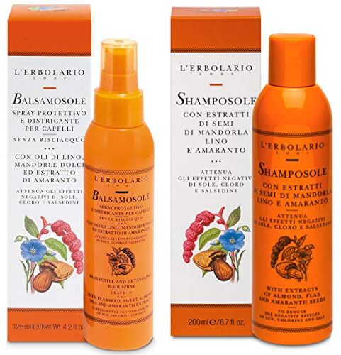 Generic L' Erbolario BALSAMOSOLE Spray protettivo Senza Risciacquo 125 ml + SHAMPOSOLE 200 ml con estratti di mandorla, lino e amaranto Solari