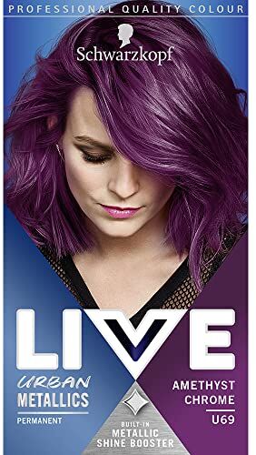 Schwarzkopf LIVE Urban Metallics Tintura permanente per capelli viola con olio di cocco per capelli lucidi, colore ametista cromato U69