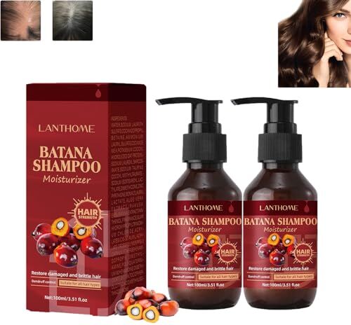 Generic 2 pezzi Shampoo all'olio di Batana, Set di shampoo e balsamo all'olio di Batana, Olio di Batana grezzo e formula per l'infoltimento per uomini e donne, Formula per il miglioramento della crescita