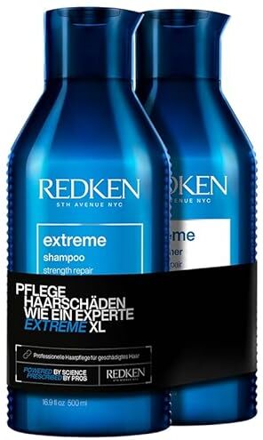 REDKEN Set XL per la cura dei capelli fragili e danneggiati, anti rottura dei capelli, con rete proteica Interlock, shampoo Extreme 500 ml e balsamo da 500 ml