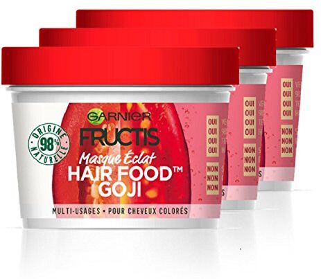 Garnier Fructis Maschera nutriente Hair Food Goji 390 ml, confezione da 3