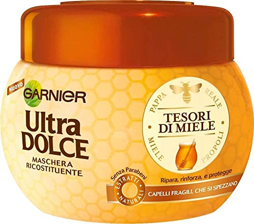 Garnier Ultra Dolce Tesori di Miele -Maschera Ricostituente per Capelli Fragili Che Si Spezzano, 300 ml