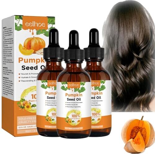 Generic Pumpkin Seed Oil for Hair 60 ml, olio di semi di zucca per la crescita dei capelli, olio di semi di zucca biologico per la crescita dei capelli, olio per aromaterapia pressato a freddo, riparazione di