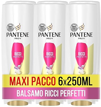 Pantene Balsamo Pro-V Ricci Perfetti, Balsamo per Capelli Ricci, Ricci Definiti, per Ricci Crespi e Ribelli, Capelli Luminosi e Corposi, Maxi Formato da 6 x 250 ml